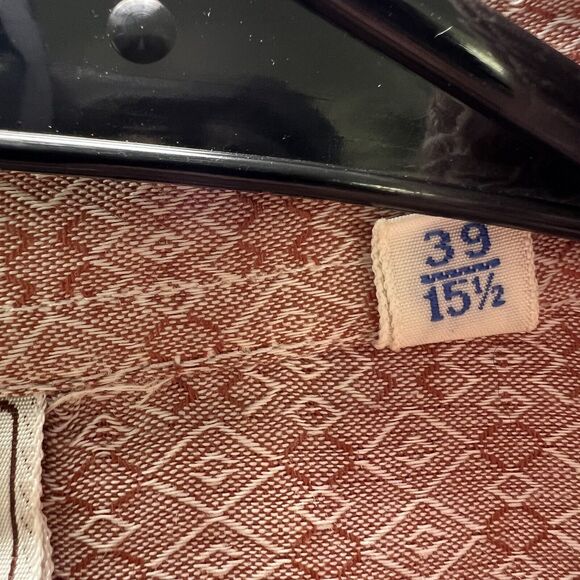 Bassetti Button Up Italian Dress Shirt Mens Size 39 15.5 Medium Red Geometric LS - Picture 6 of 8